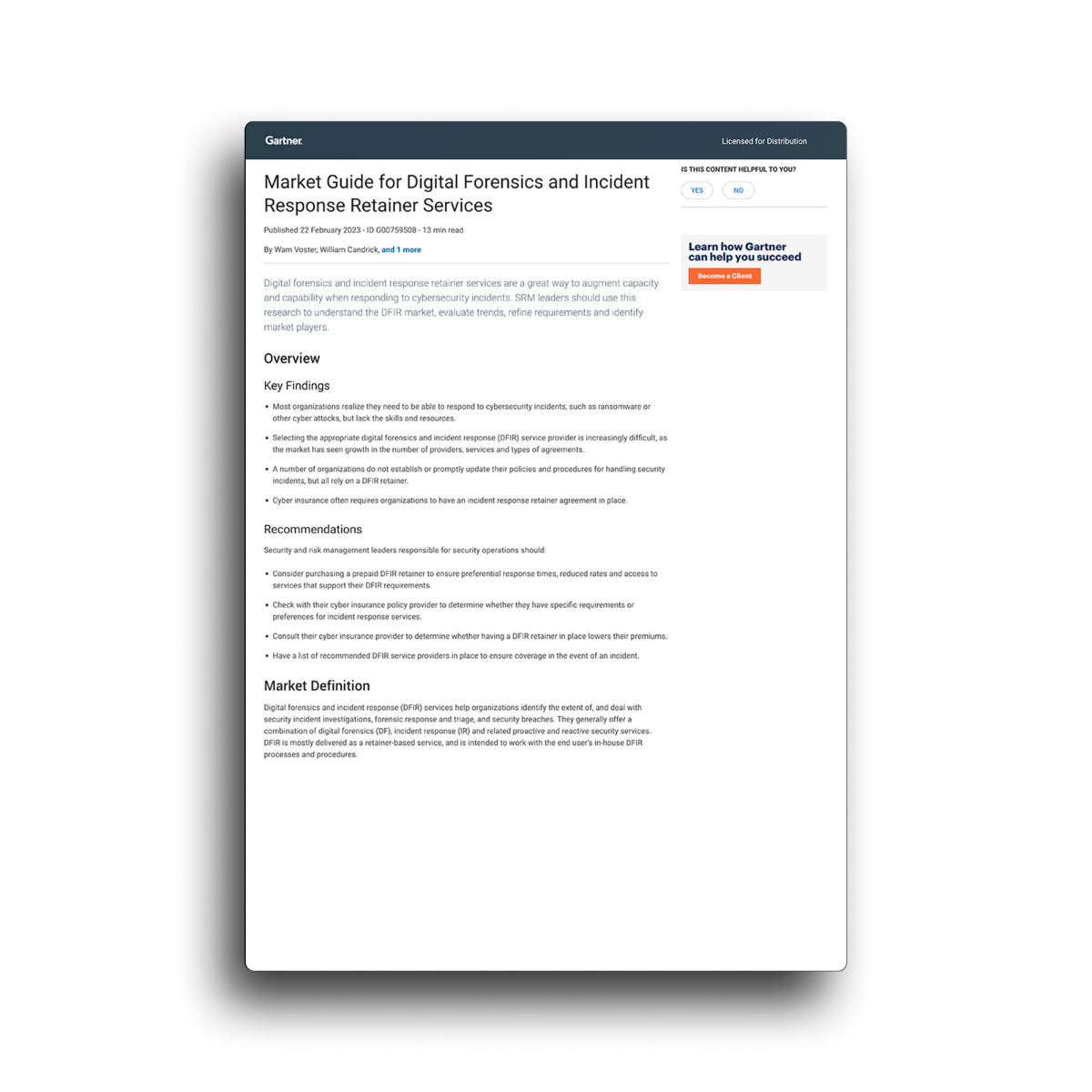 Gartner® Report Market Guide For Digital Forensics And Incident Response Retainer Services 5628