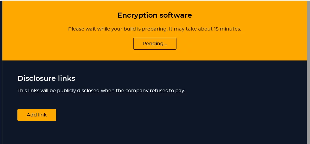 Generating ransomware kit within the Hive