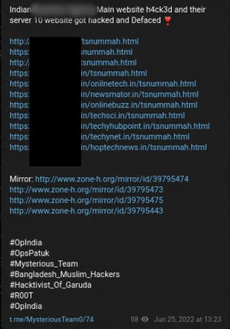 mysterious team bangladesh reposting the messages of allied hacktivist groups