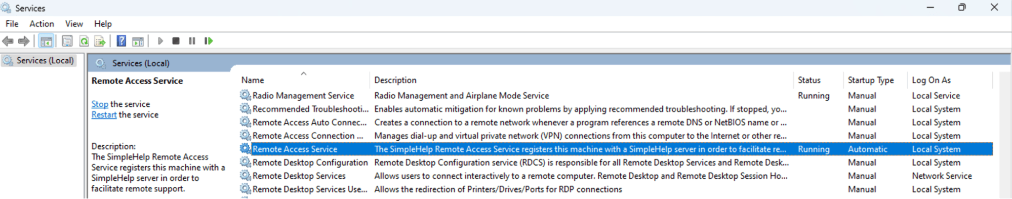 Remote access to a victim’s computer in SimpleHelp