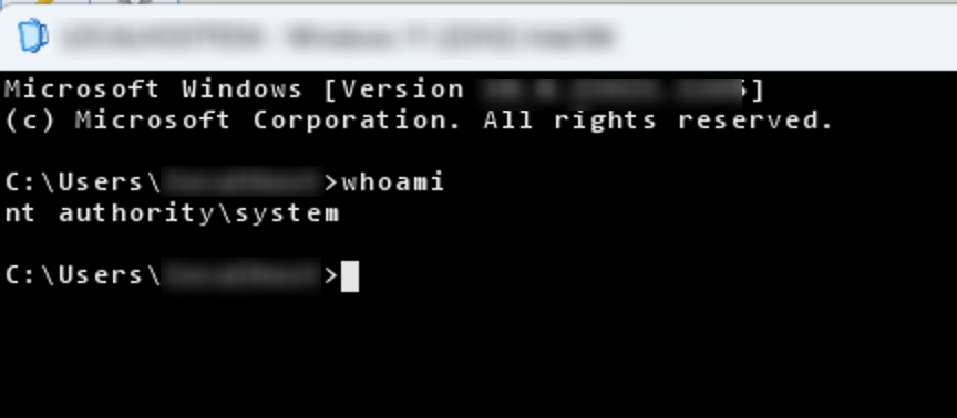 shell opened with system privileges