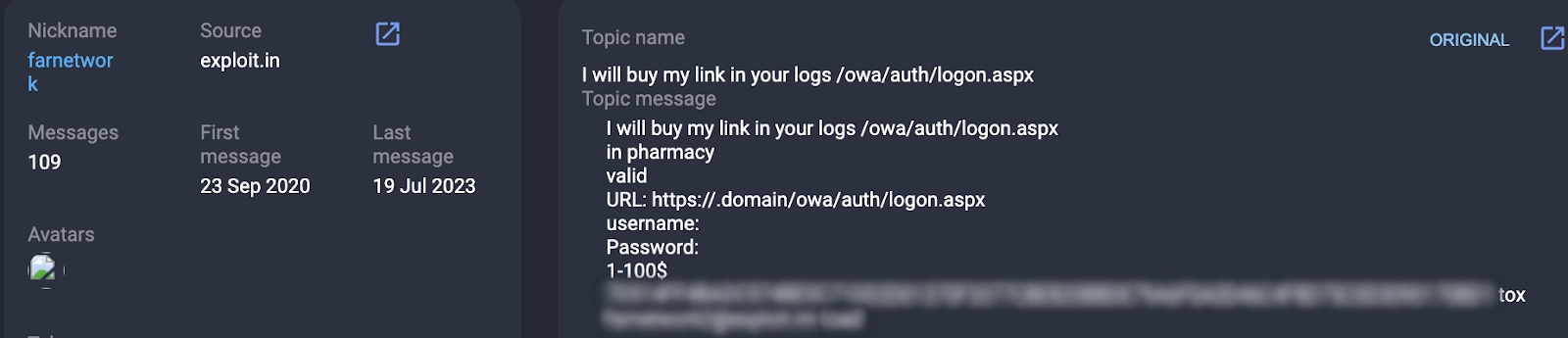 farnetwork's threads seeking to buy logs translation