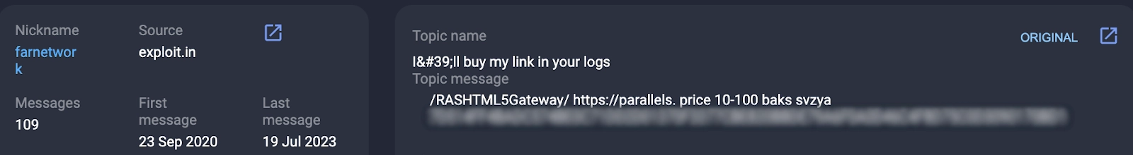 farnetwork's threads seeking to buy logs translation