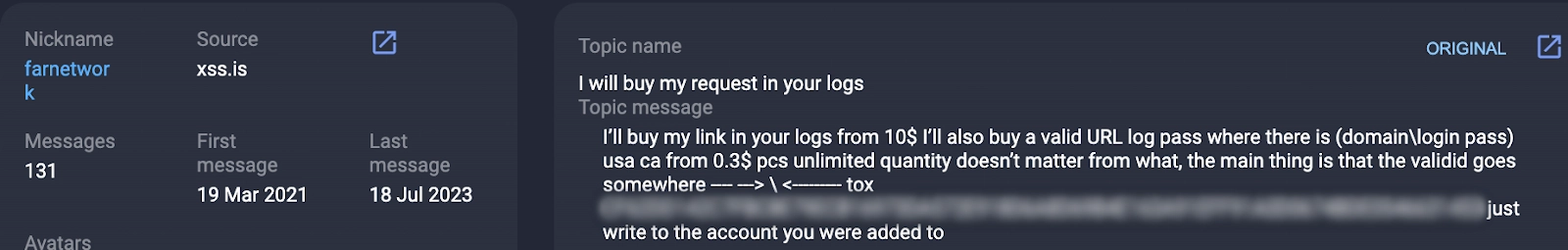 farnetwork's threads seeking to buy logs translation